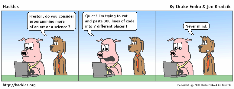 Preston the pig copy-pasting the code